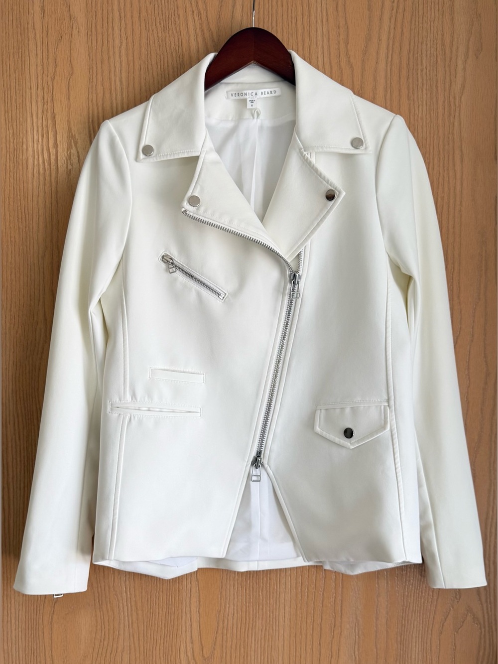Veronica Beard | Women’s 6 | Ivory Hadley Scuba Dickie Jacket | Stretch Moto